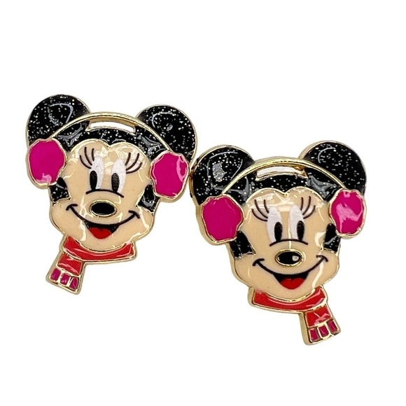 Disney x Baublebar Minnie Mouse Earrings Winter Scarf Earmuffs Gold Plated NWT - Picture 4 of 4